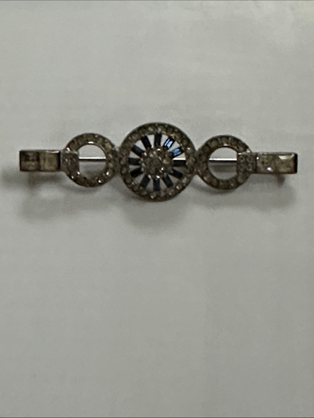 Vintage Sterling Silver Circular Art Deco Bar Brooch - Silver